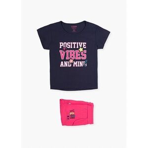 Losan Navy and Pink Graphic Tee Set
